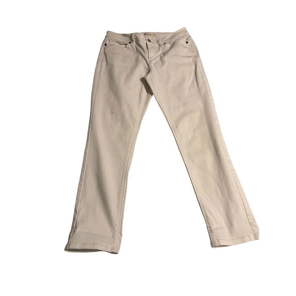 J.Jill Authentic Fit Slim Ankle‎ Pants White Denim Stretch Womens Size 6